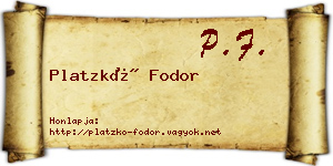 Platzkó Fodor névjegykártya